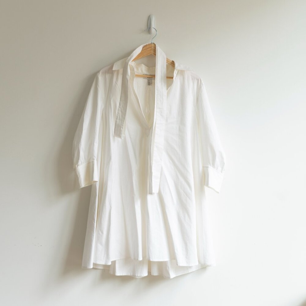 Never been worn / COS Bow Oversized Mini White Swing Shirt Dress